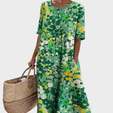 Elena - Loose and Light Midi Dress in Floral Print
