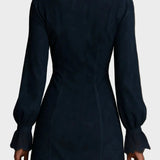 Jasmine – Blue Suede Mini Dress with Lace