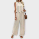Valeria - Floral Petal Vest and Long Pants