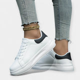 Stela - White Leather Sports Shoes