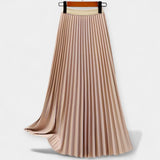 Veronika - Long Pleated Satin Skirt