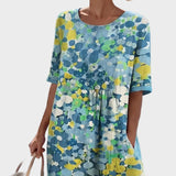 Elena - Loose and Light Midi Dress in Floral Print