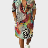 Mari - Colorful dress with a V-neckline