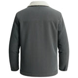 Men's Velvet Jacket with Sherpa Collar and Snap Buttons - Dark Graphite