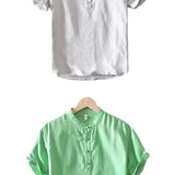 Short Sleeve Cotton and Linen Shirt