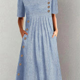 Aubrey - Elegant Striped Summer Midi Dress