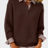 Viktoria - Colorful Sweater with Patchwork Check Pattern