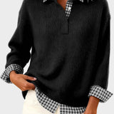 Viktoria - Colorful Sweater with Patchwork Check Pattern