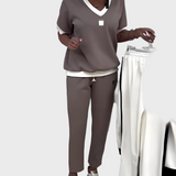 Kristýna - Women's Casual Set with Top and Pants featuring a V-Neck