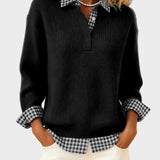 Viktoria - Colorful Sweater with Patchwork Check Pattern