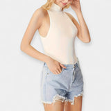 Sleeveless Jumpsuit with High Collar