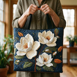 Elegant Quilted Tote Bag Magnolia