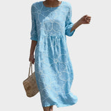 Joana - Maxi Dress with Round Neckline in Floral Pattern