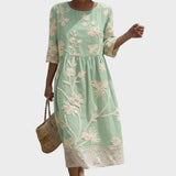 Gabi - Midi Dress with Plant and Flower Pattern