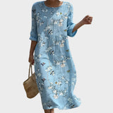 Beatriz - Maxi Dress with Round Neckline and Pattern