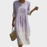 Carla - Maxi Dress with Round Neckline and Pattern