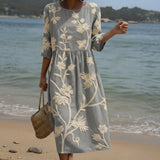 Anne - Midi Dress with Plant and Flower Print