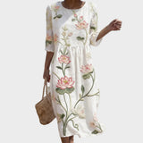Ariana - Dress with Plant and Flower Pattern