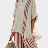 Vanessa - Elegant Set in Red Stripes