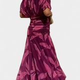 Magda - Long Floral Dress with V-Neck