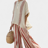 Vanessa - Elegant Set in Red Stripes