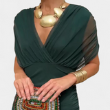 Magda - Long Floral Dress with V-Neck