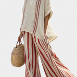 Vanessa - Elegant Set in Red Stripes