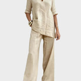 Susana - Two-Piece Set with Half-Sleeve Top and Straight Pants