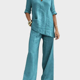 Susana - Two-Piece Set with Half-Sleeve Top and Straight Pants