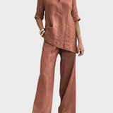 Susana - Two-Piece Set with Half-Sleeve Top and Straight Pants