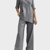 Susana - Two-Piece Set with Half-Sleeve Top and Straight Pants