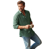 Men's Meadowfall Linen Shirt, Loose Fit, with Buttons