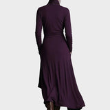 Teresa - Asymmetrical Knit Maxi Dress with Turtleneck