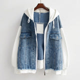 Ophelia - Two-Tone Hooded Denim Jacket