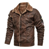 Elegant Warm Leather Jacket with Fleece
