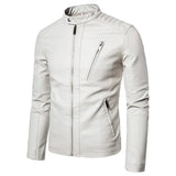 Elegant Leather Jacket with Stand-Up Collar