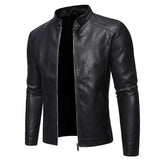 Leather Jacket with Stand-Up Collar