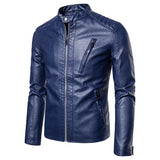 Elegant Leather Jacket with Stand-Up Collar