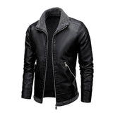 Elegant Leather Jacket with Fleece