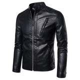 Elegant Leather Jacket with Stand-Up Collar