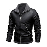 Elegant Leather Jacket with Fleece