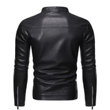 Leather Jacket with Stand-Up Collar