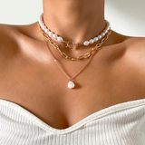 Vintage Pearl Necklace in Multi-Layered Design