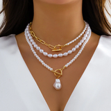 Vintage Pearl Necklace in Multi-Layered Design