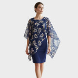 Amalie - Elegant dress set with a floral chiffon top