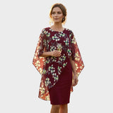Amalie - Elegant dress set with a floral chiffon top