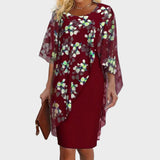Amalie - Elegant dress set with a floral chiffon top