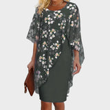 Amalie - Elegant dress set with a floral chiffon top
