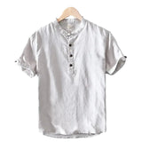 Short Sleeve Cotton and Linen Shirt